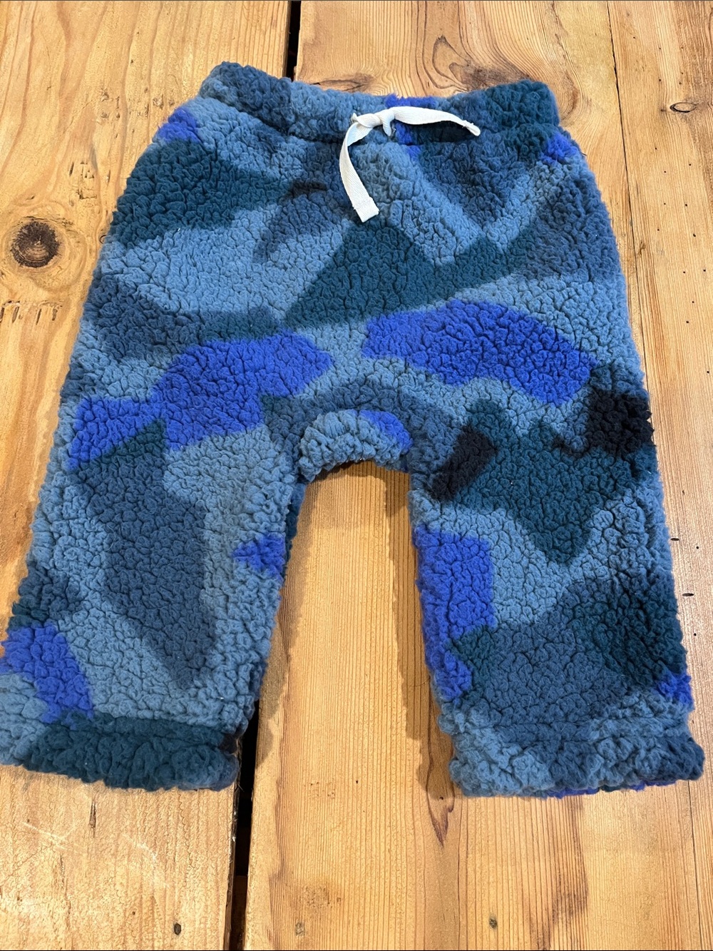 TEA COLLECTION 6-9M Blue Geometric Print Pile Fleece Pants Baselayer